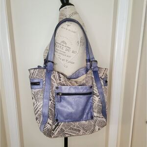 Large newsprint tote purse